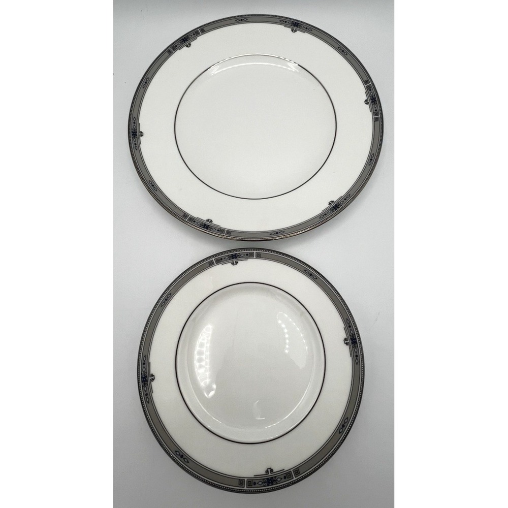 Wedgewood Amherst Platinum Trim 8" Salad & 6" Bread Plates Lot New No Box